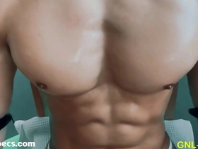 Fit muscle guy is worshipped and nipple played!
