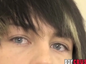 Adorable emo twink bailey stuart cums while jerking off solo