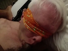 Horny old amputee grandpa gets blindfolded with rough mouth fucking - part 2